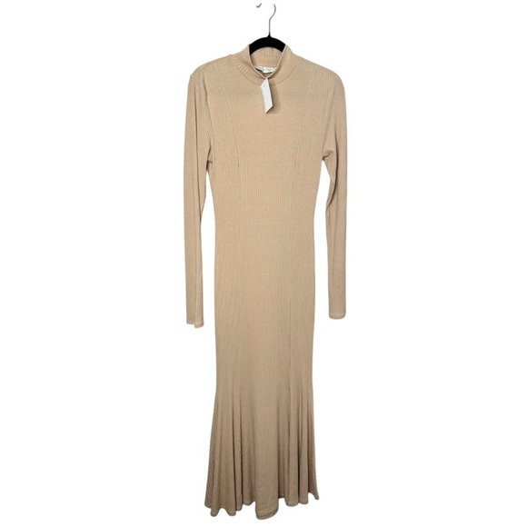 beige botany Dresses & Skirts - Beige Botany Long Sleeve Open Back Maxi Dress Cream